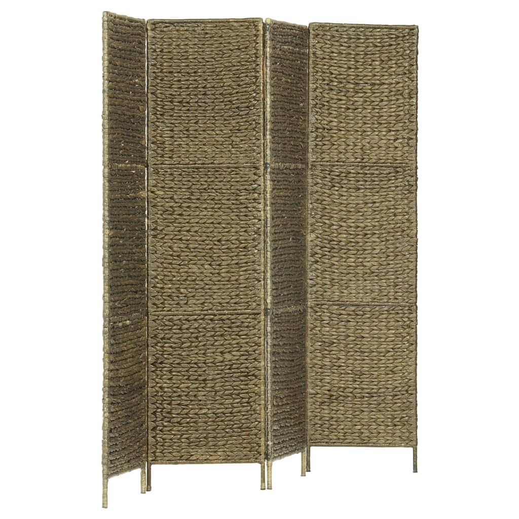 4-Panel Room Divider Brown Water Hyacinth