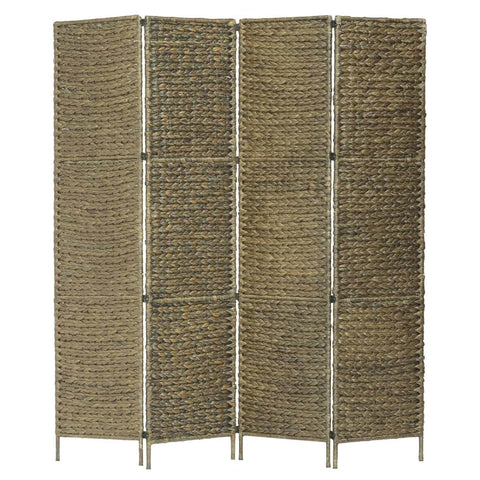 4-Panel Room Divider Brown Water Hyacinth