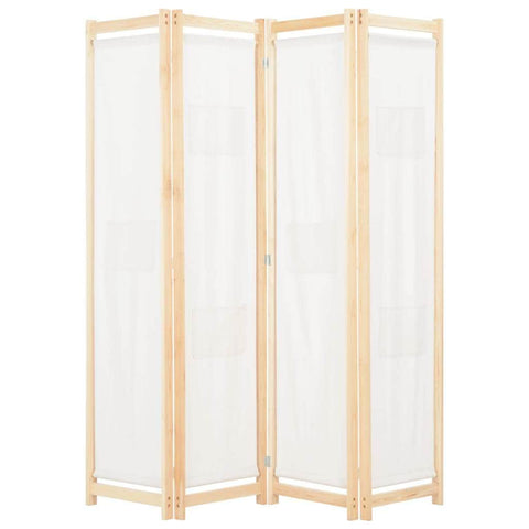 4-Panel Room Divider Cream Fabric