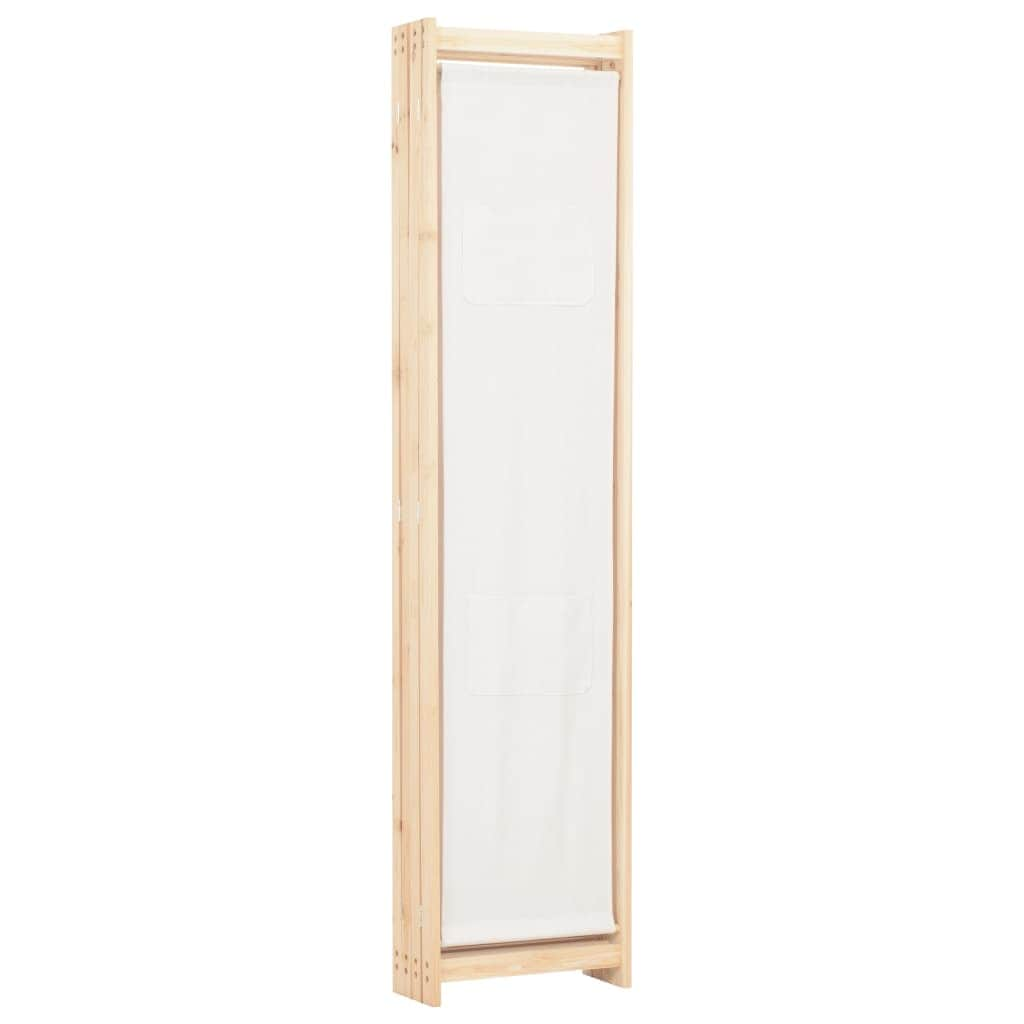 4-Panel Room Divider Cream Fabric