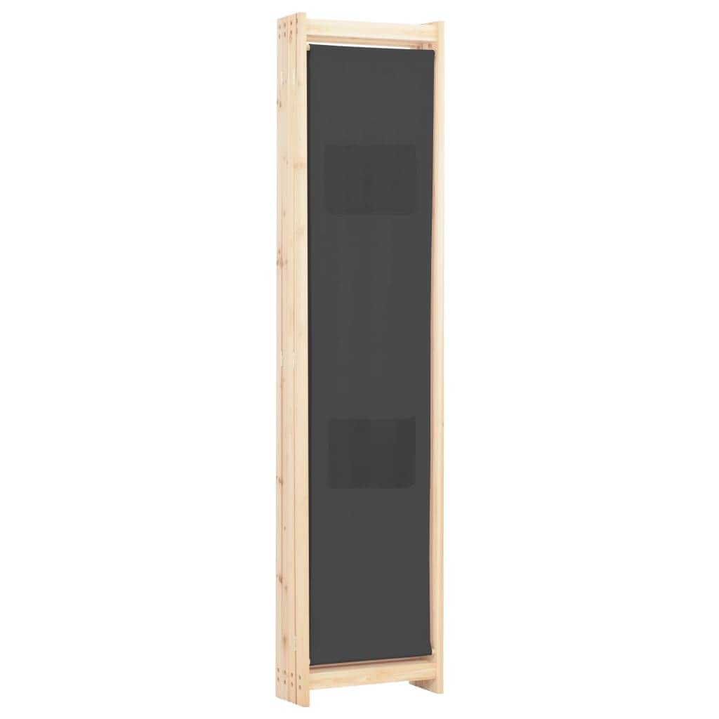 4-Panel Room Divider Grey Fabric