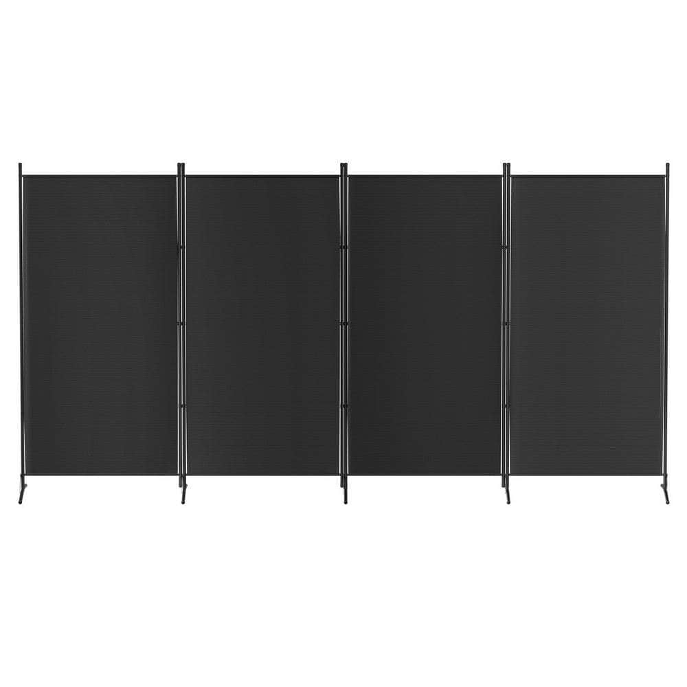 4 Panel Room Divider Screen Fabric Black