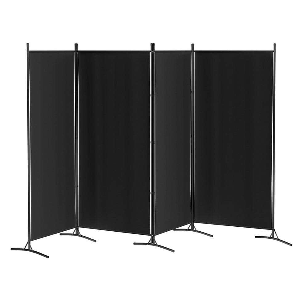 4 Panel Room Divider Screen Fabric Black