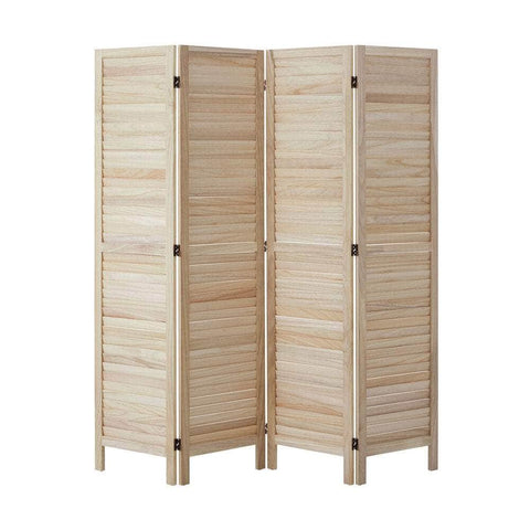 4 Panel Room Divider Timber Wooden Natural