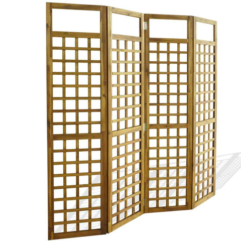 4-Panel Room Divider / Trellis Solid Acacia Wood