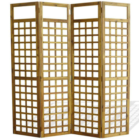 4-Panel Room Divider / Trellis Solid Acacia Wood