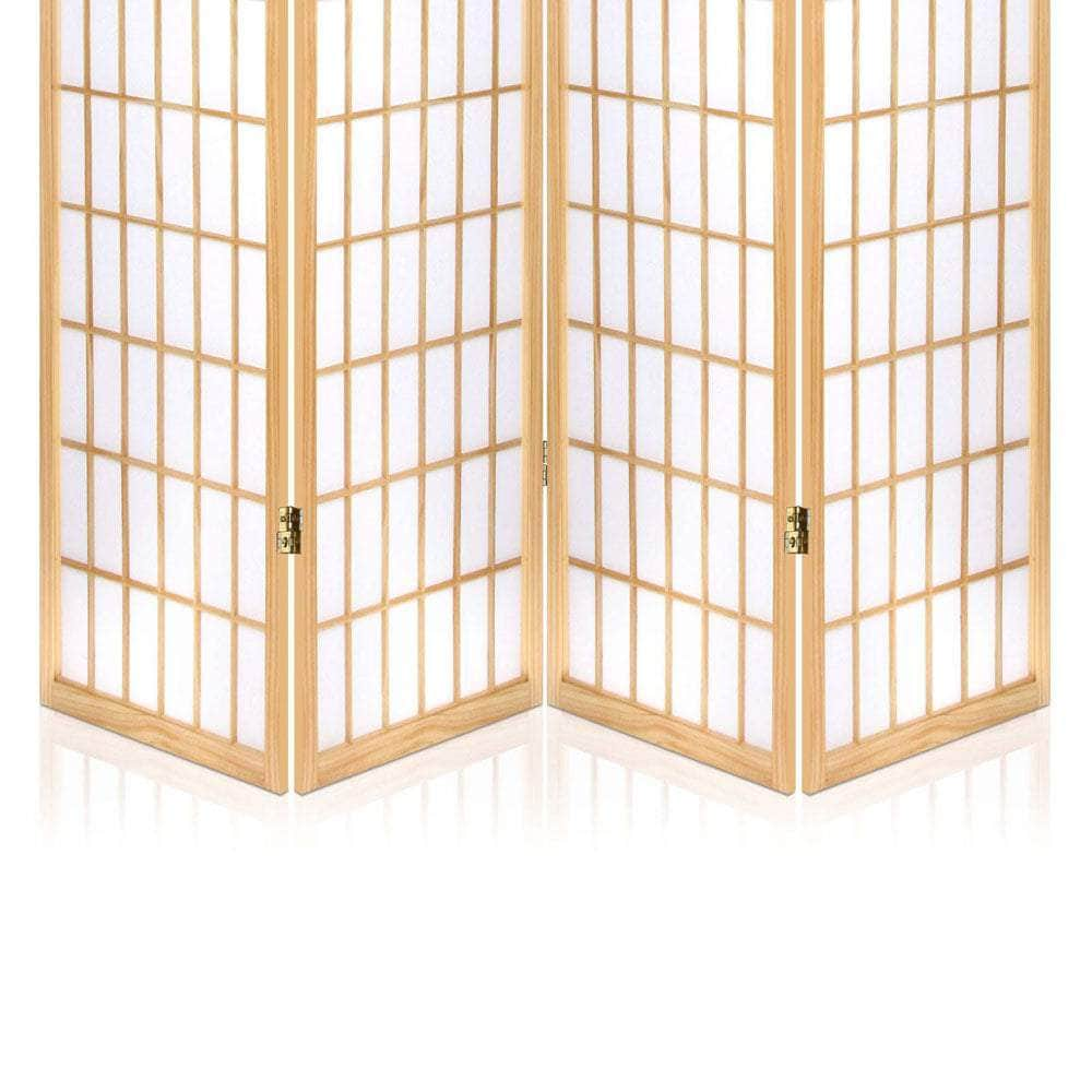 4 Panel Wooden Room Divider - Natural