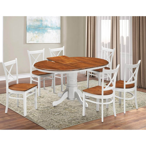 4 pcs Classic Crossback Dining Chair Set - Solid Rubber Wood - White Oak Finish