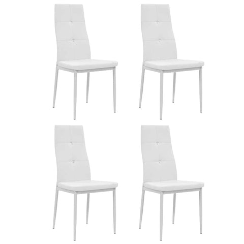 4 pcs Dining Chairs White faux Leather