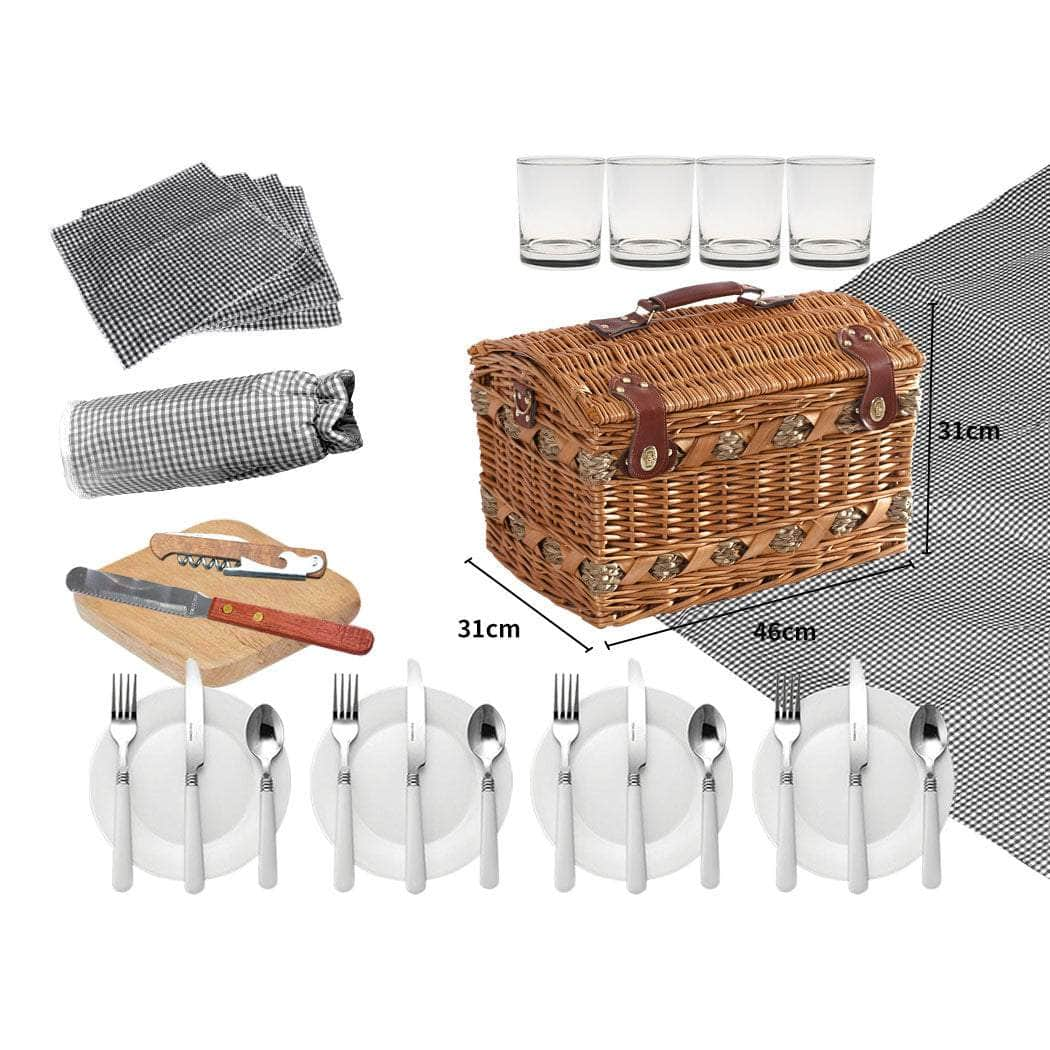 4 Person Picnic Basket Baskets Set - Outdoor