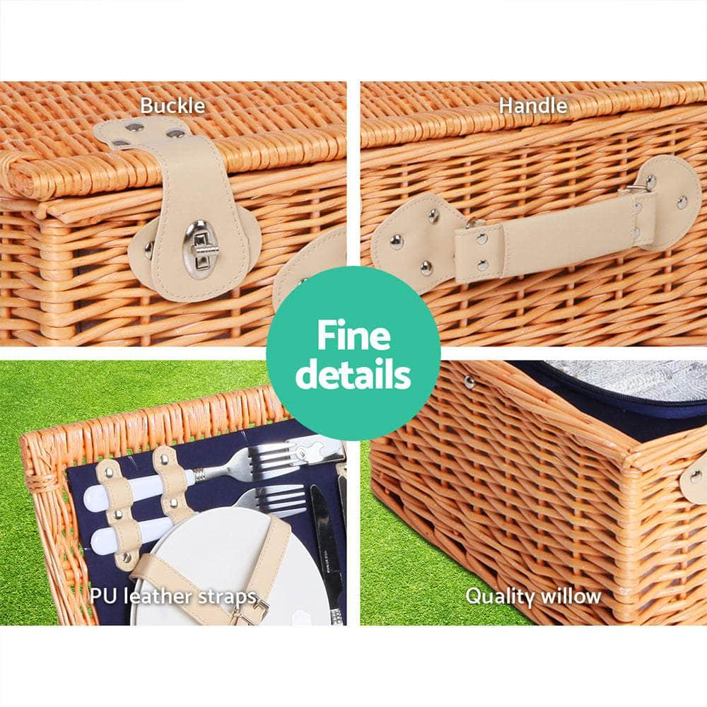 4 Person Picnic Basket Set Insulated Blanket