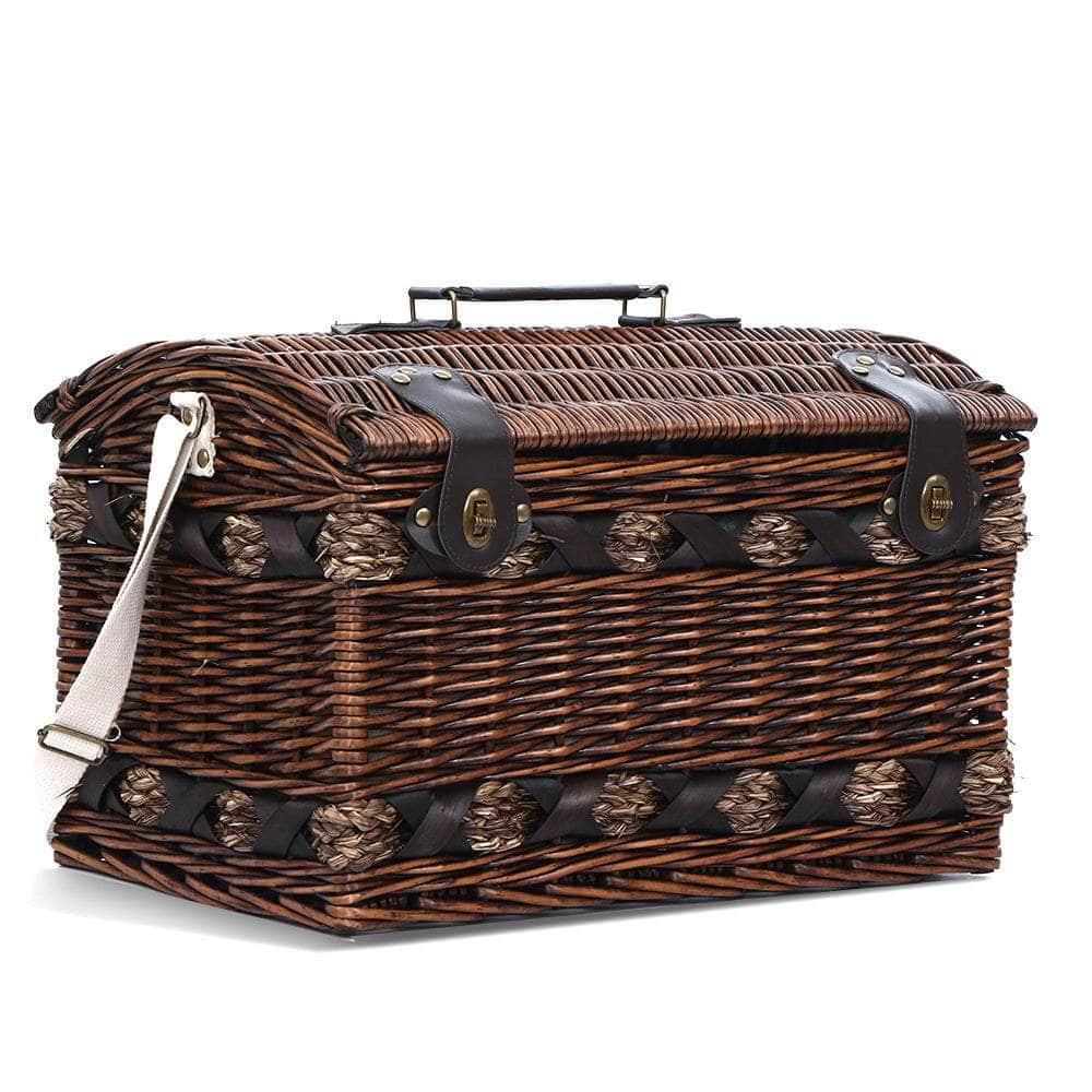 4 Person Picnic Basket Set Insulated Storage Blanket