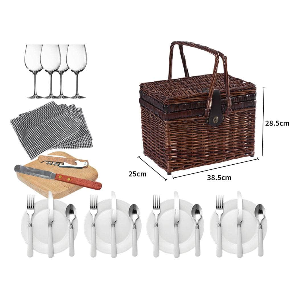 4 Person Picnic Basket Set Outdoor Baskets