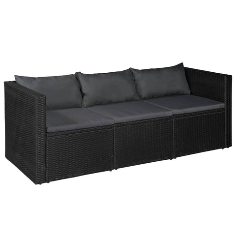 4 Piece Garden Lounge Set Poly Rattan Black and Grey