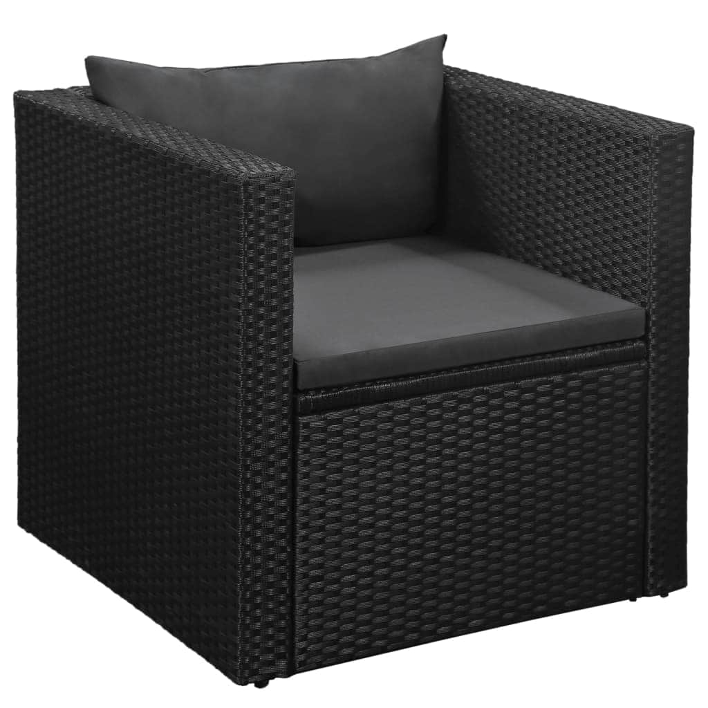 4 Piece Garden Lounge Set Poly Rattan Black and Grey