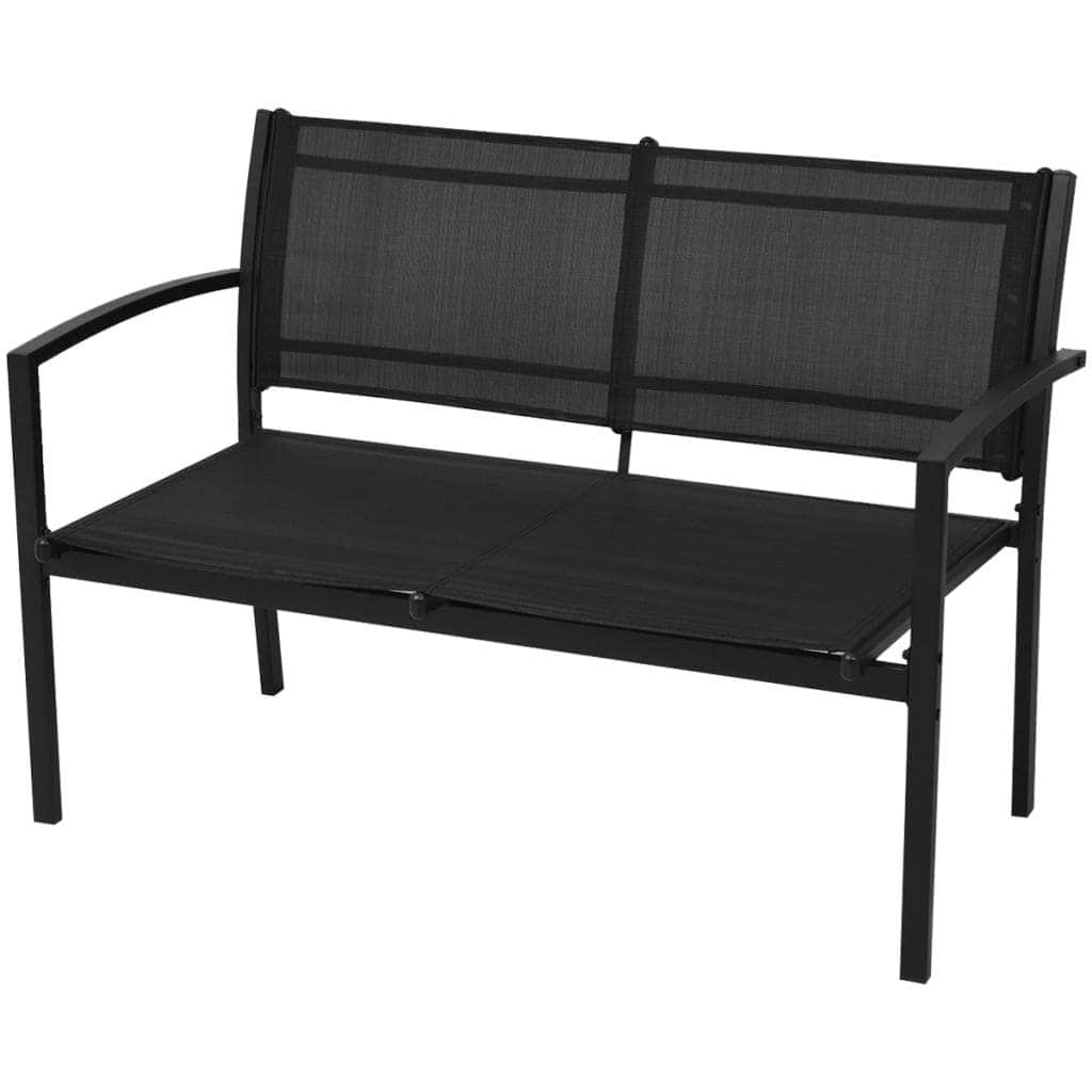 4 Piece Garden Lounge Set Textilene Black