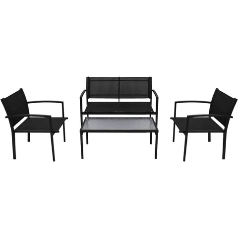 4 Piece Garden Lounge Set Textilene Black