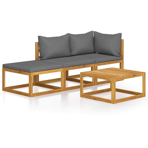 4 Piece Garden Lounge Set with Cushion Solid Acacia Wood