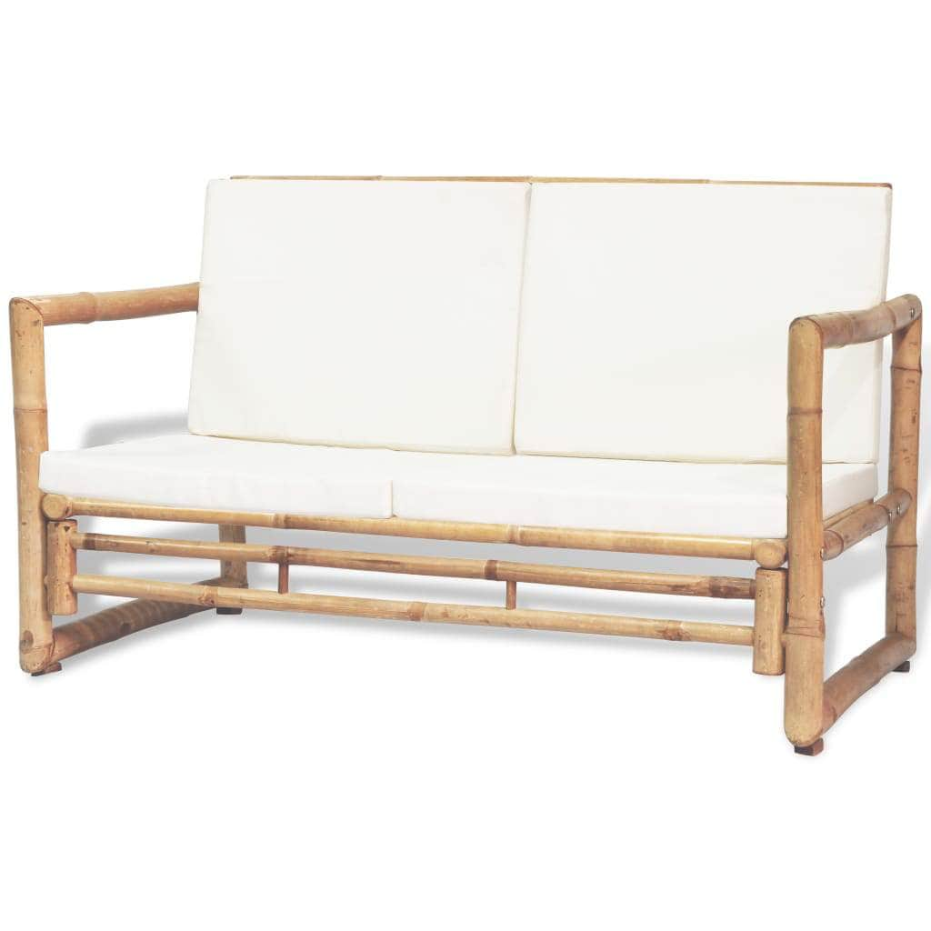 4 Piece Garden Lounge Set with Cushions Bamboo