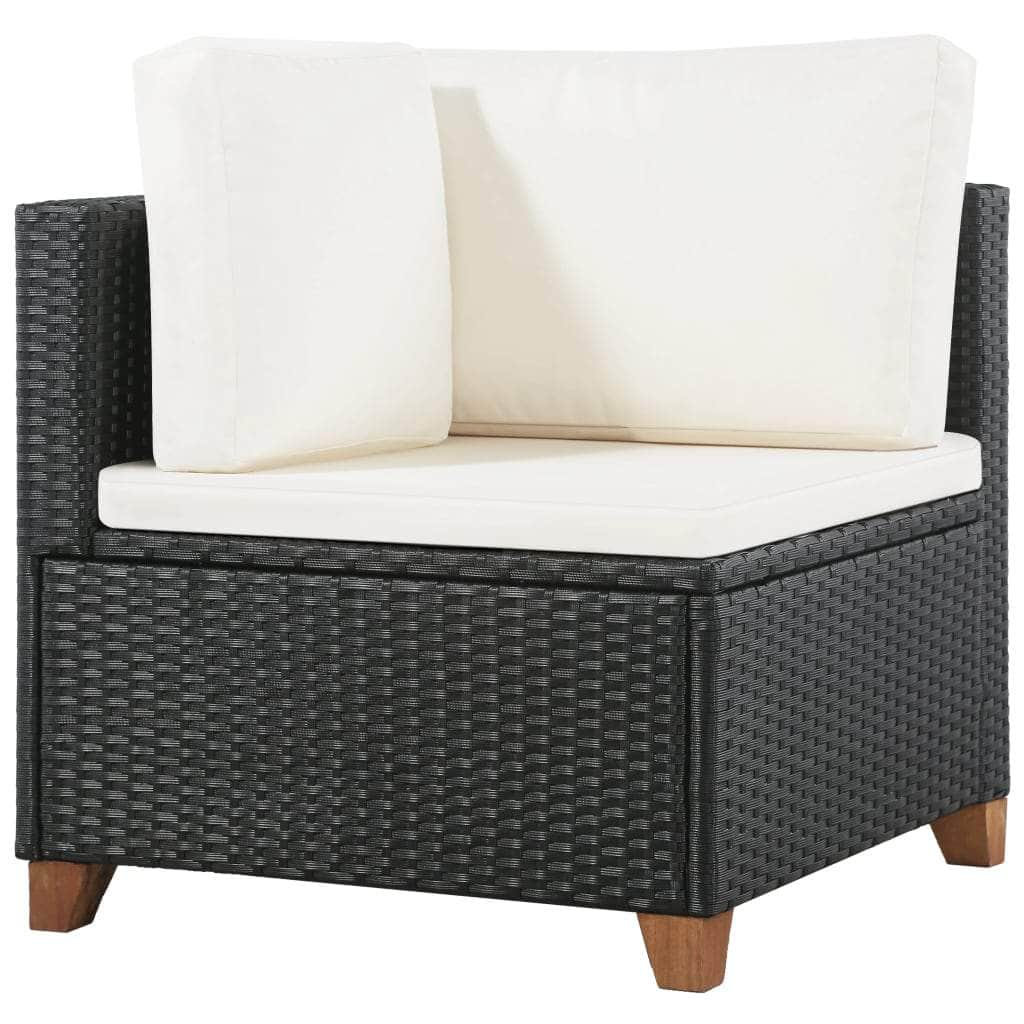 4 Piece Garden Lounge Set with Cushions Poly Rattan Black