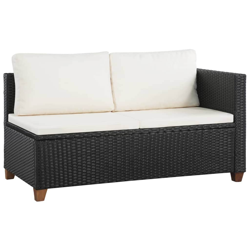 4 Piece Garden Lounge Set with Cushions Poly Rattan Black