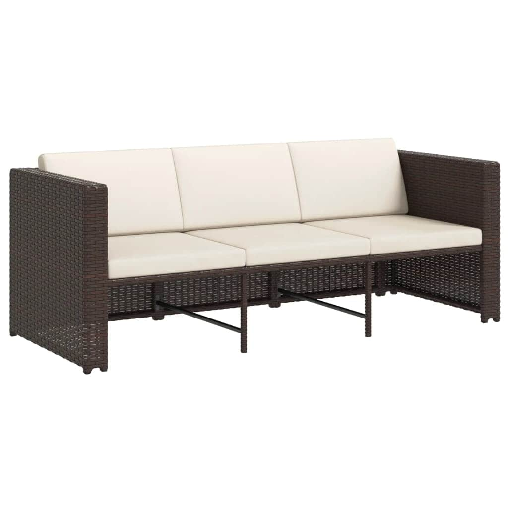 4 Piece Garden Lounge Set with Cushions Poly Rattan Brown