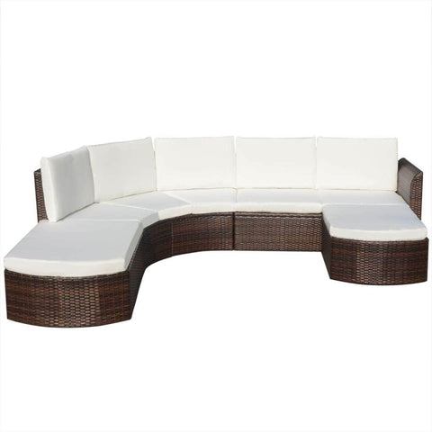 4 Piece Garden Lounge Set with Cushions Poly Rattan Brown