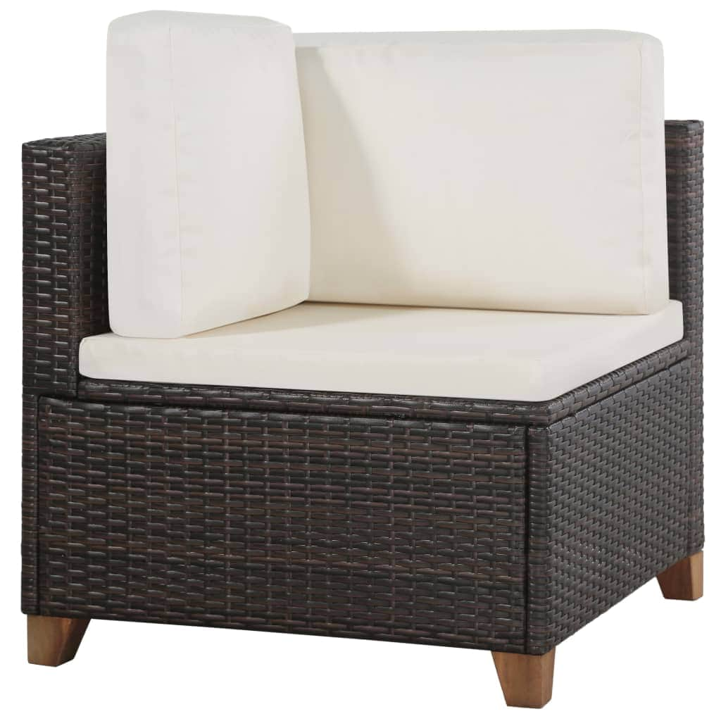 4 Piece Garden Lounge Set with Cushions Poly Rattan Brown