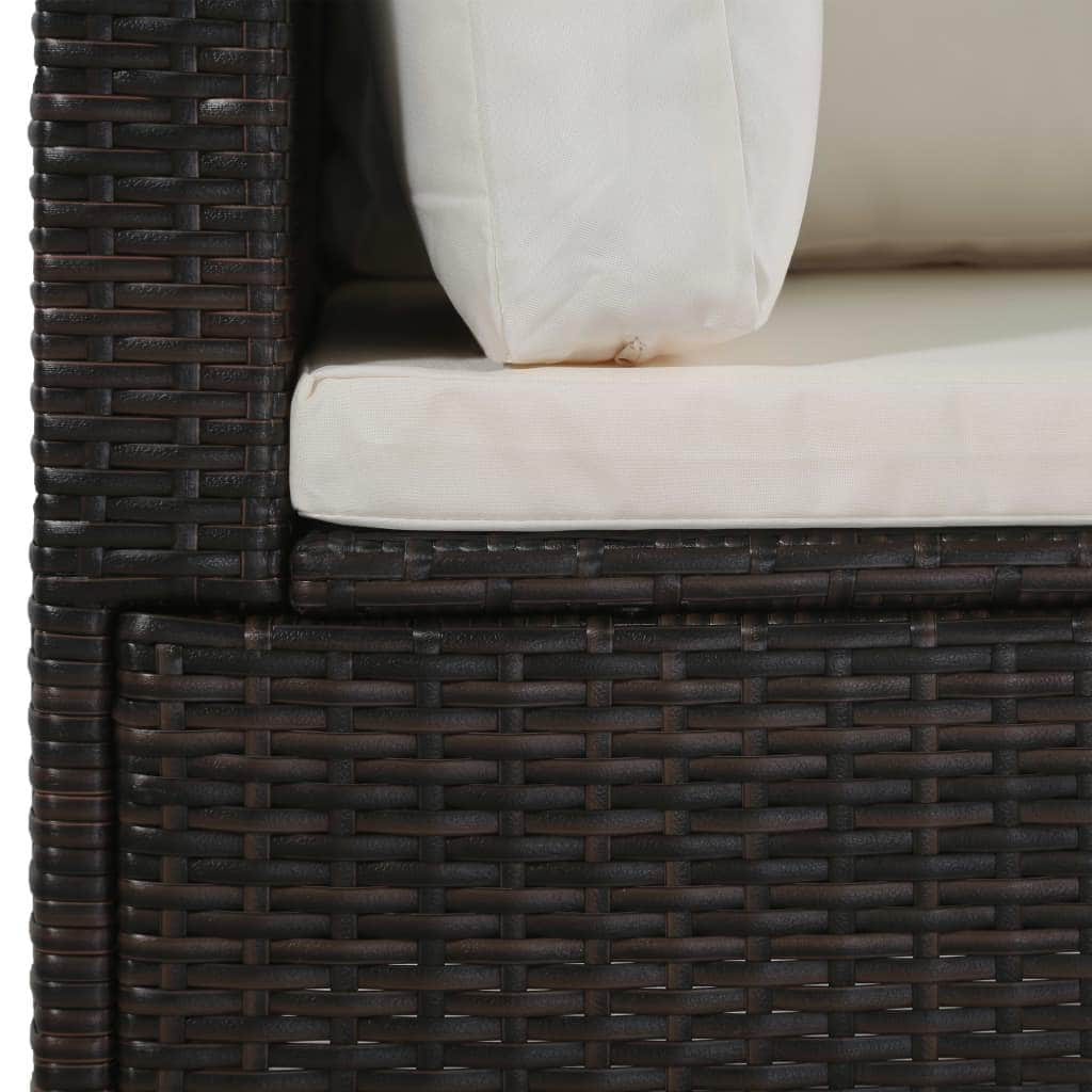 4 Piece Garden Lounge Set with Cushions Poly Rattan Brown