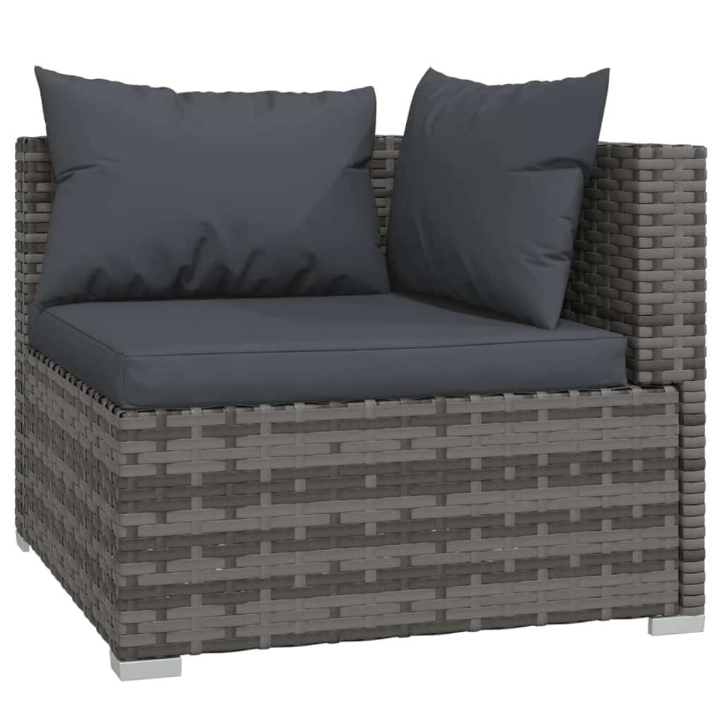 4 Piece Garden Lounge Set with Cushions Poly Rattan Grey