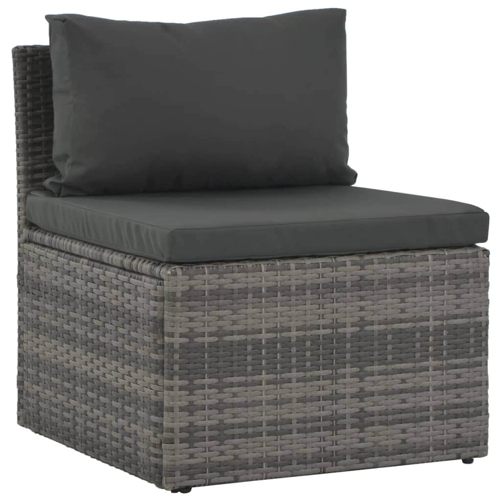 4 Piece Garden Lounge Set with Cushions Poly Rattan Grey