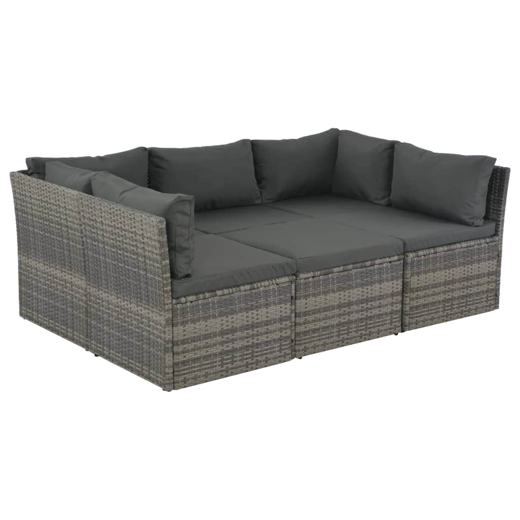 4 Piece Garden Lounge Set with Cushions Poly Rattan Grey