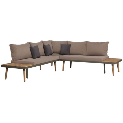 4 Piece Garden Lounge Set with Cushions Solid Acacia Wood Brown