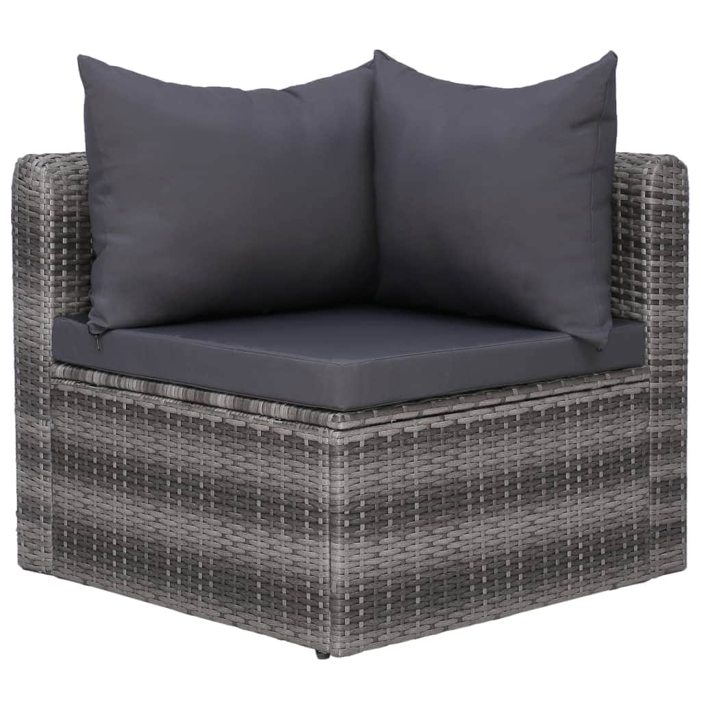 4 Piece Garden Sofa Set with Cushions Grey Poly Rattan