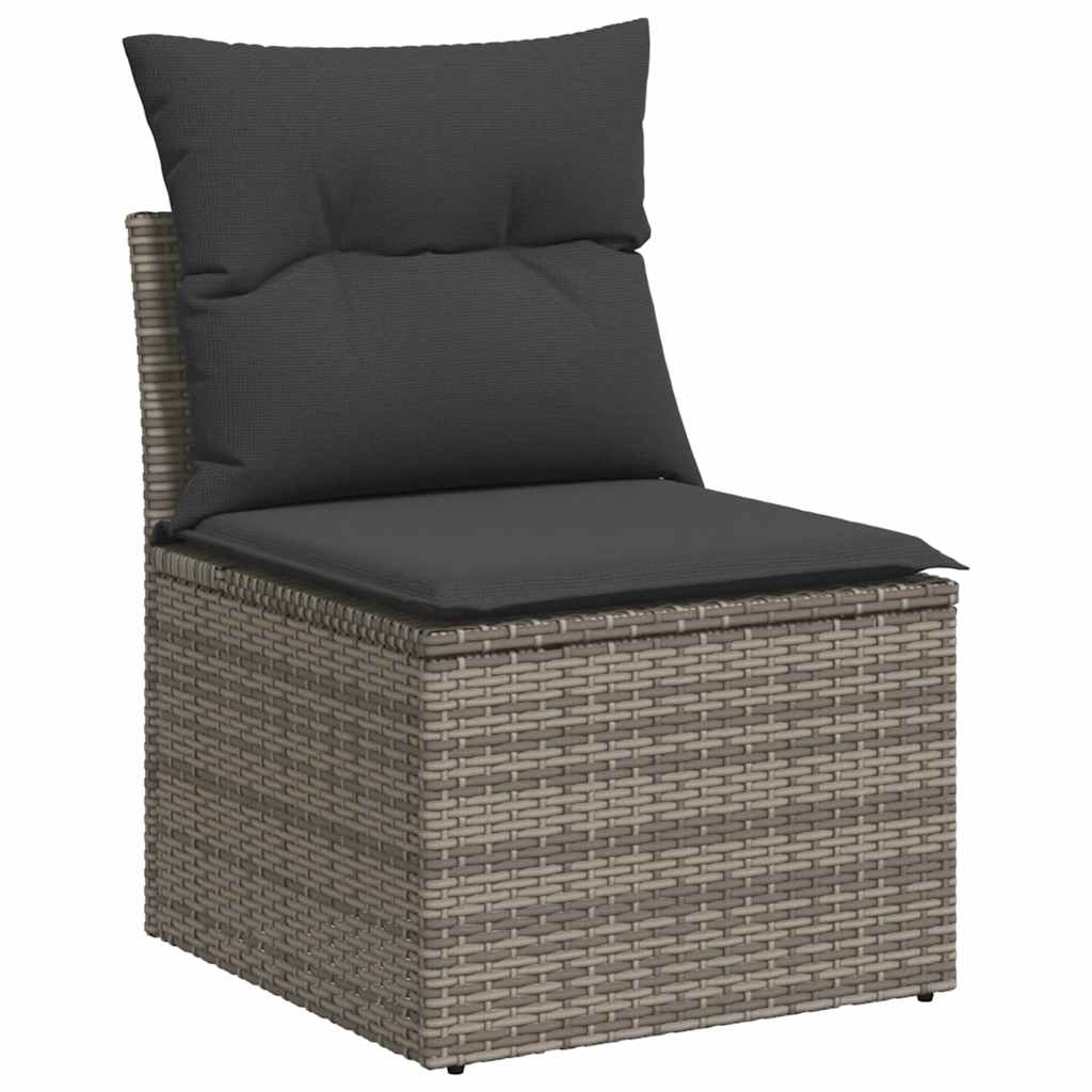 4 Piece Garden Sofa Set with Cushions Grey Poly Rattan - Outdoor Comfort