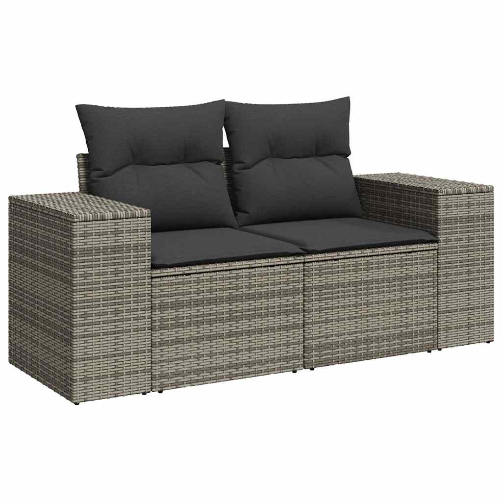 4 Piece Garden Sofa Set with Cushions Grey Poly Rattan - Outdoor Comfort