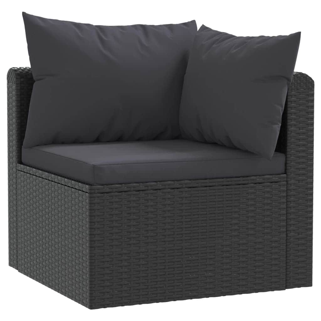 4 Piece Garden Sofa Set with Cushions Poly Rattan Black