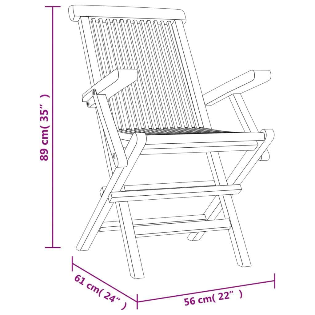 4-Piece Grey Teak Wood Folding Garden Chairs