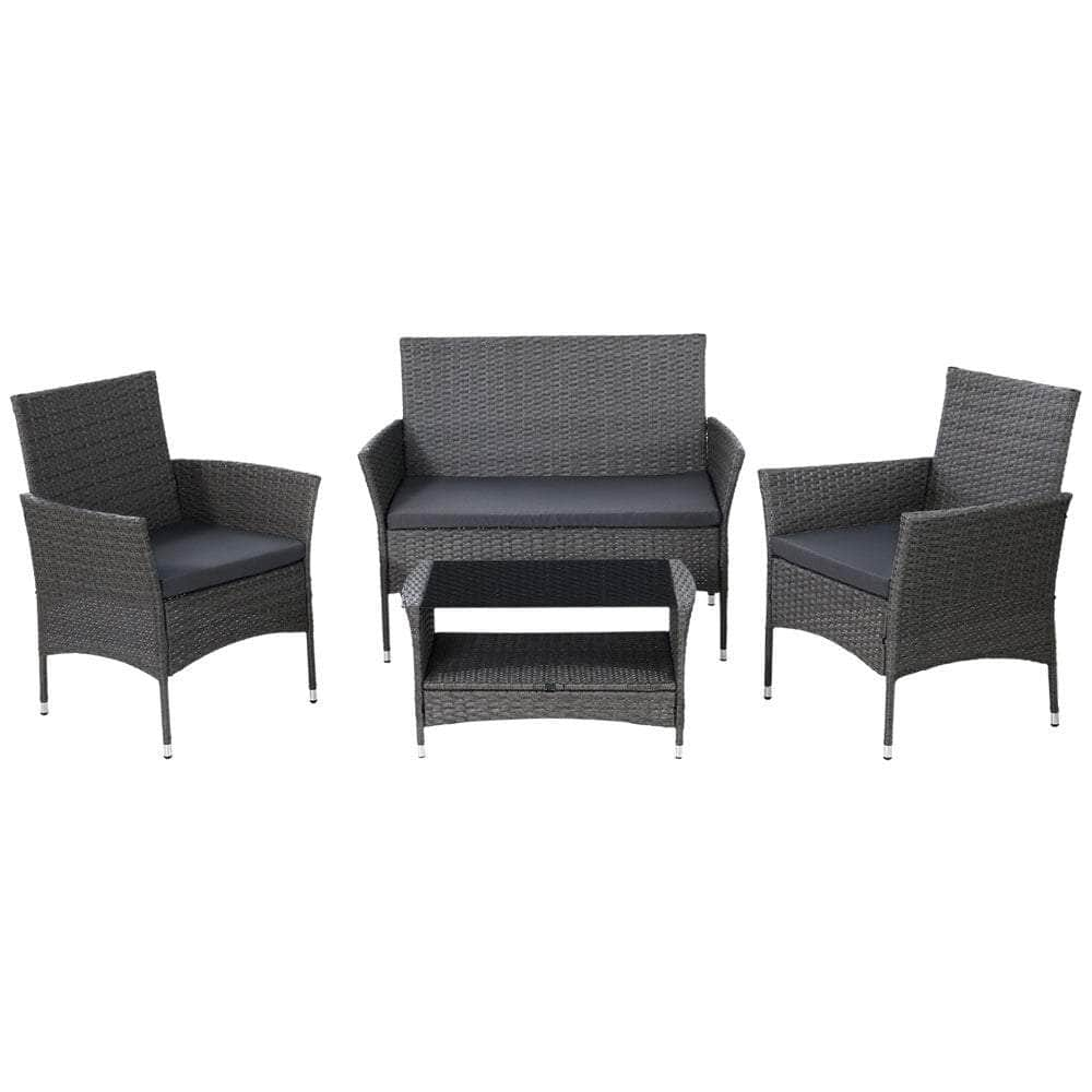 4 Piece Outdoor Dining Set Furniture Setting Lounge Wicker Table Chairs