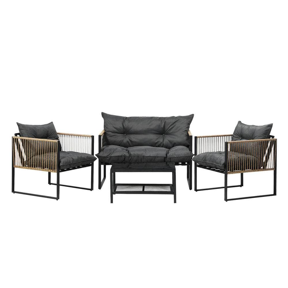 4 Piece Outdoor Furniture Setting Garden Patio Lounge Sofa Table Chairs