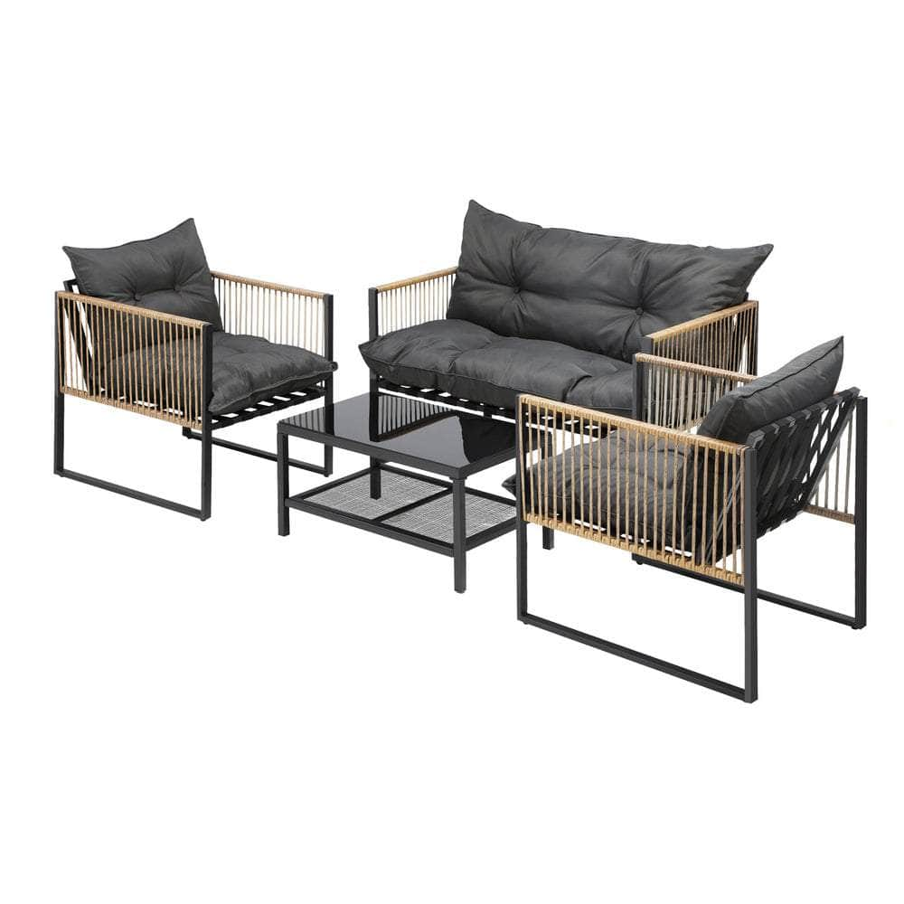 4 Piece Outdoor Furniture Setting Garden Patio Lounge Sofa Table Chairs