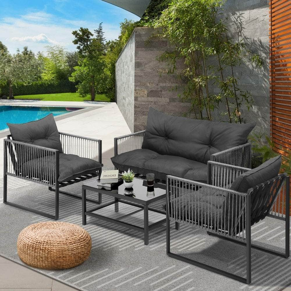 4 Piece Outdoor Furniture Setting Grey