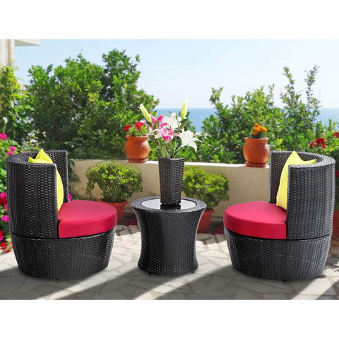 4 Piece PE Wicker Outdoor Set - Black