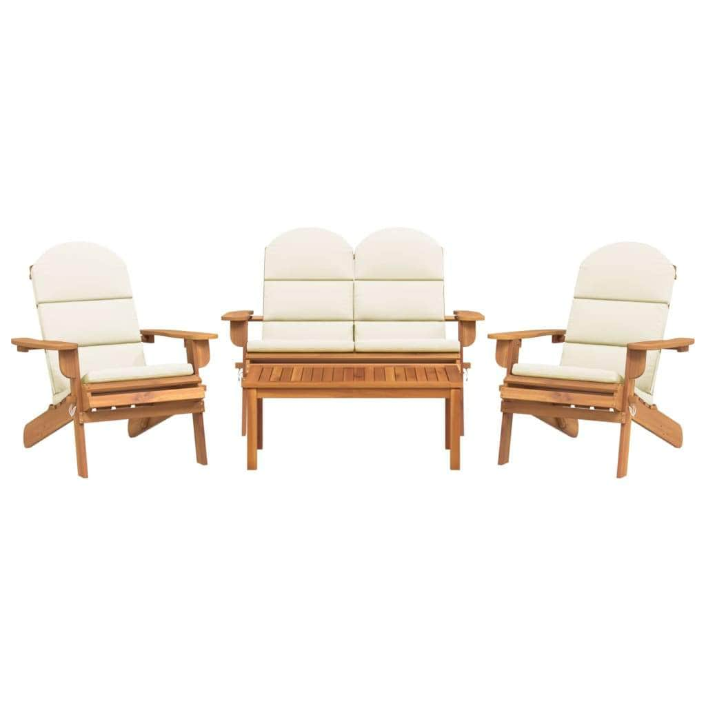 4-Piece Solid Acacia Adirondack Garden Lounge Set