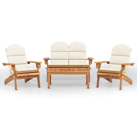 4-Piece Solid Acacia Adirondack Garden Lounge Set