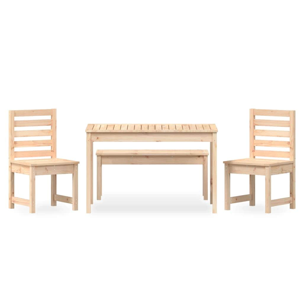 4-Piece Solid Pine Wood Garden Dining Set