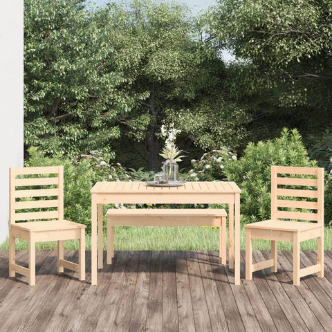 4-Piece Solid Pine Wood Garden Dining Set