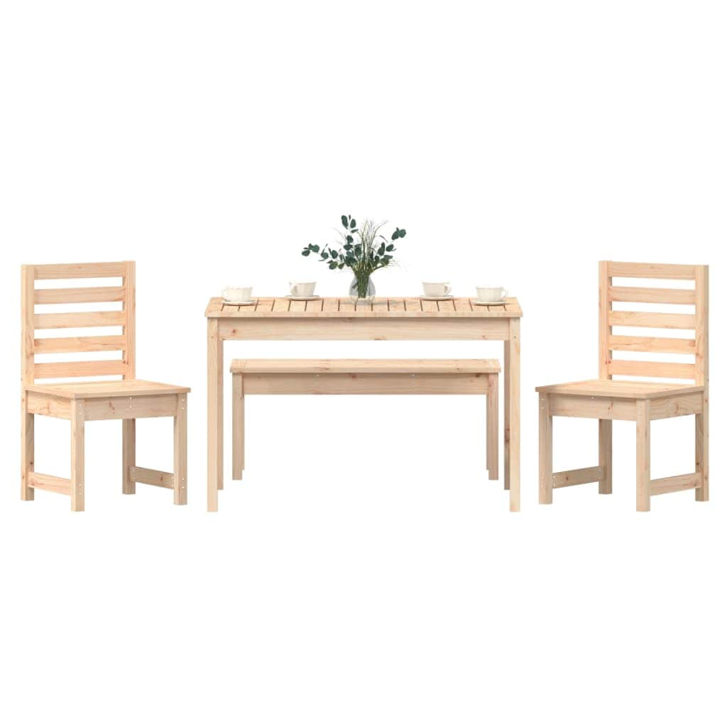 4-Piece Solid Pine Wood Garden Dining Set