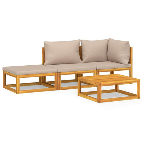 4-Piece Solid Wood Garden Lounge Set