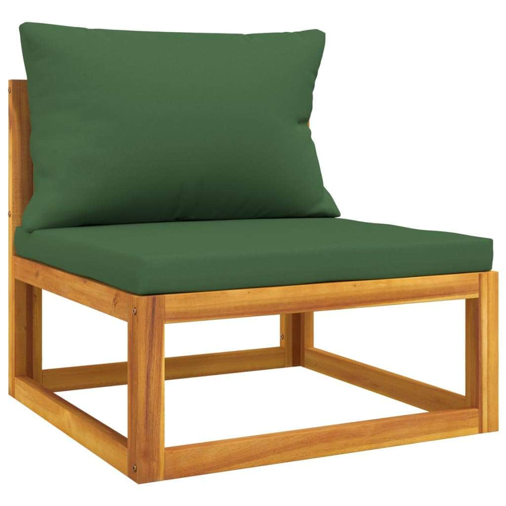 4-Piece Solid Wood Garden Lounge with Green Cushions